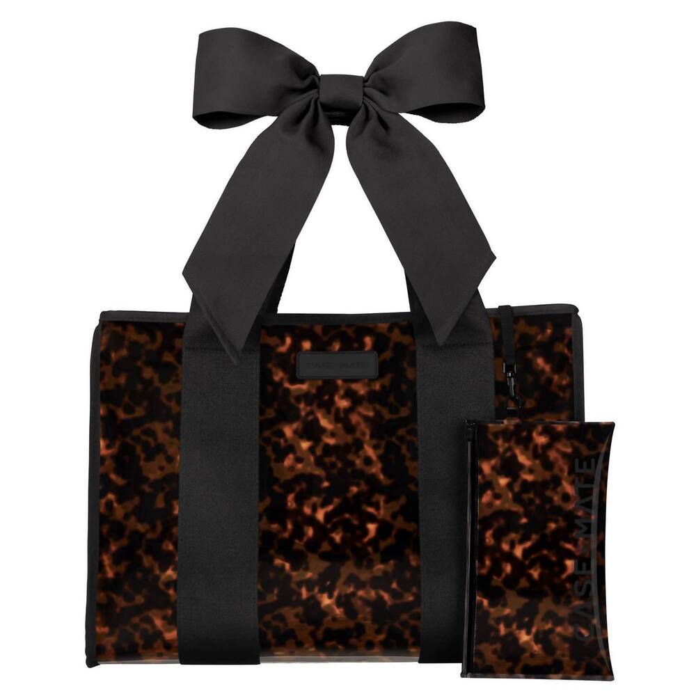 NEW CASE-MATE women's bow jelly tote bag in tortoiseshell